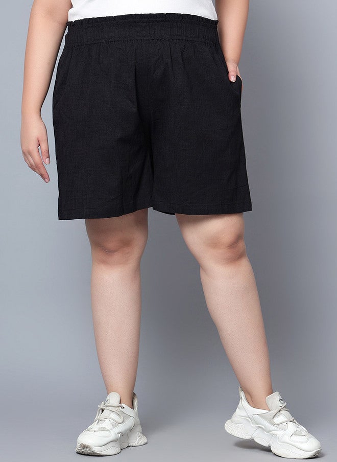 Indietoga Women Plus Size Cotton High-Rise Stretchable Shorts - Image 1